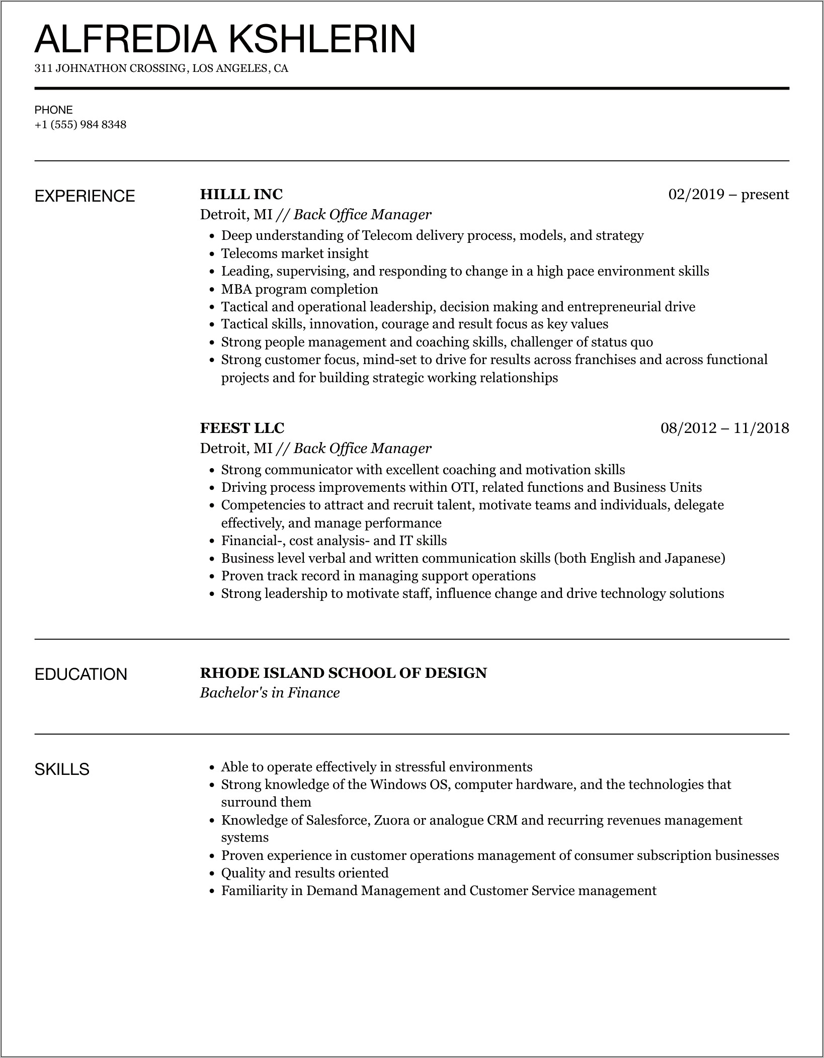 Dental Office Manager Summary Resume