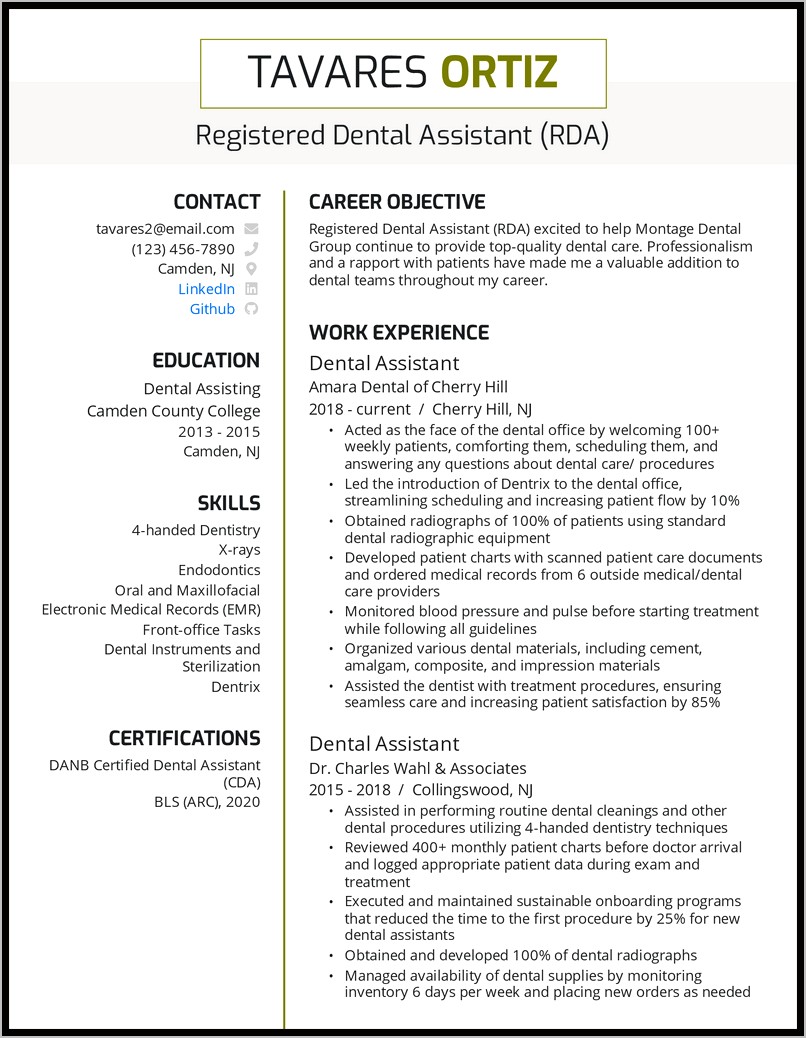 Dental Receptionist Resume Objective Statement