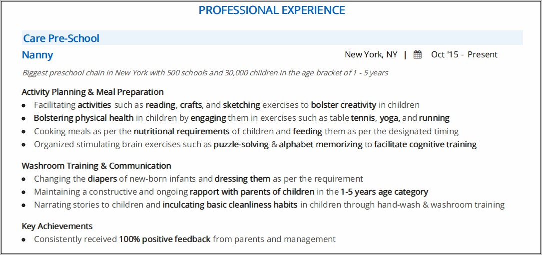 Describing Babysitting Job On Resume