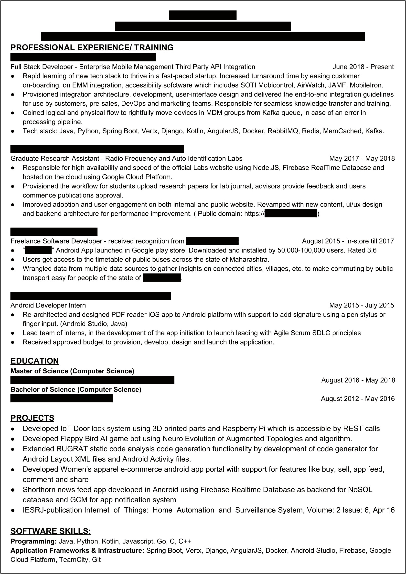 Developer Resume Examples 2019 Reddit