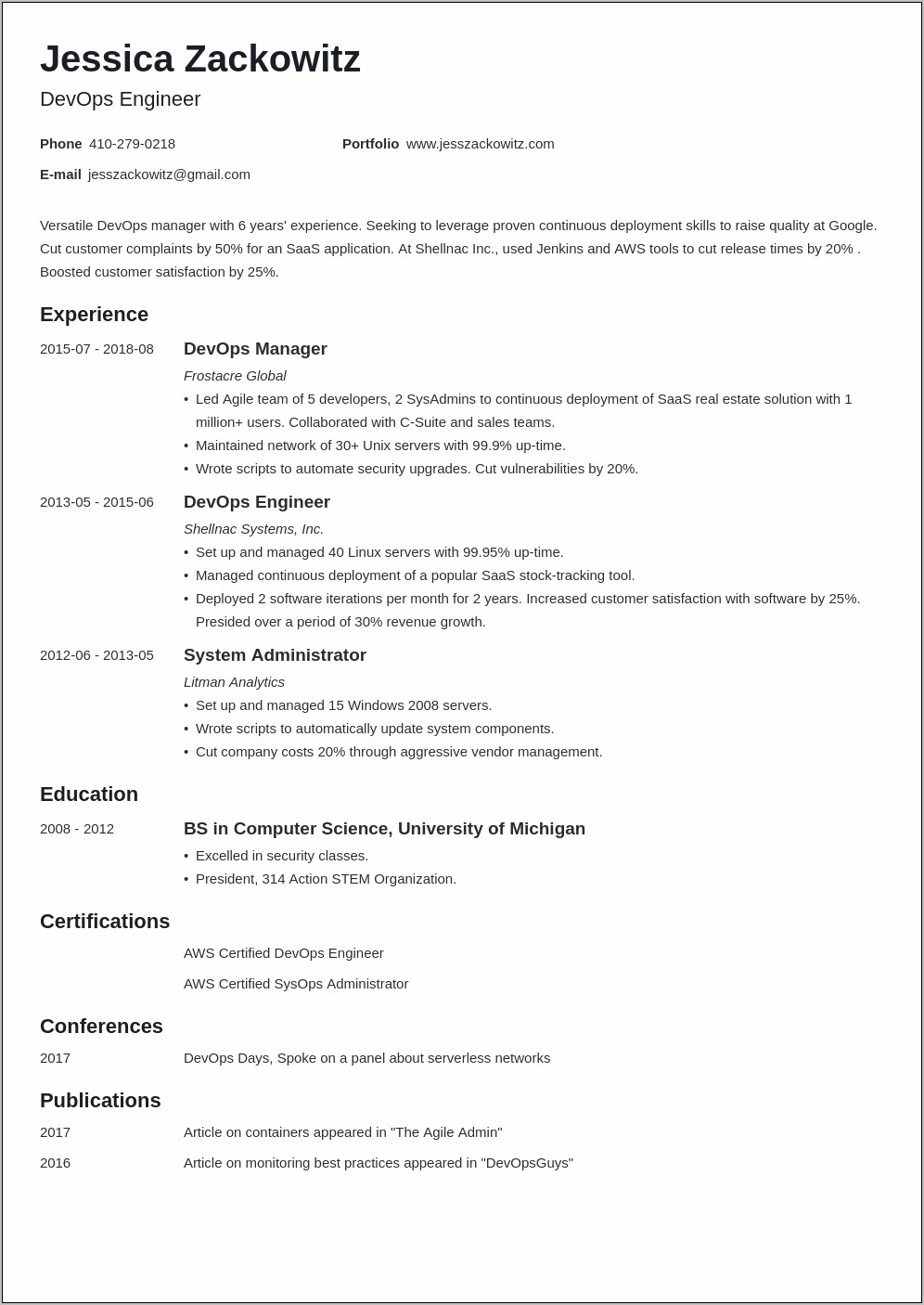 Devops Ansible Resume Samples 2018