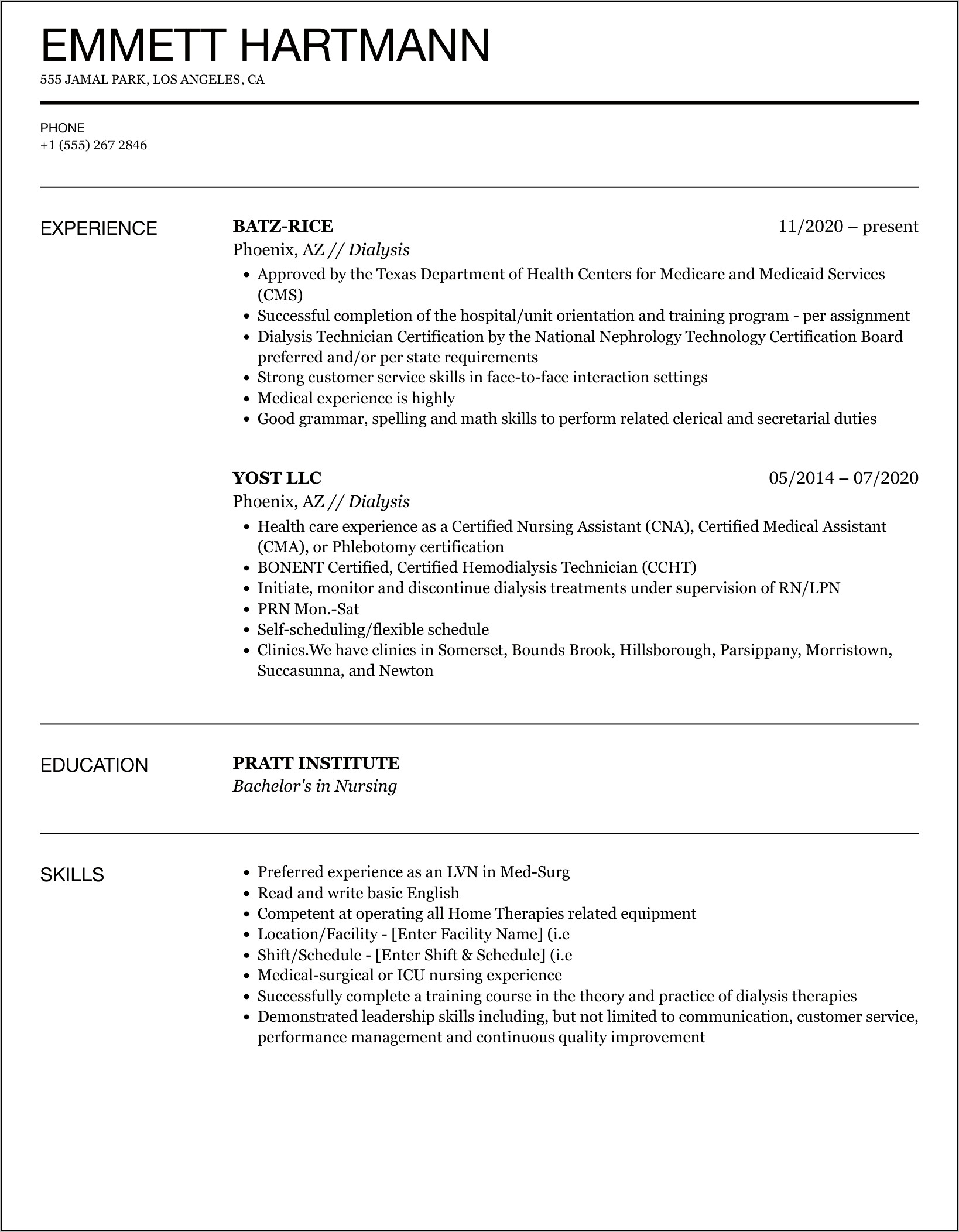 Dialysis Assembler Resume Objective Examples