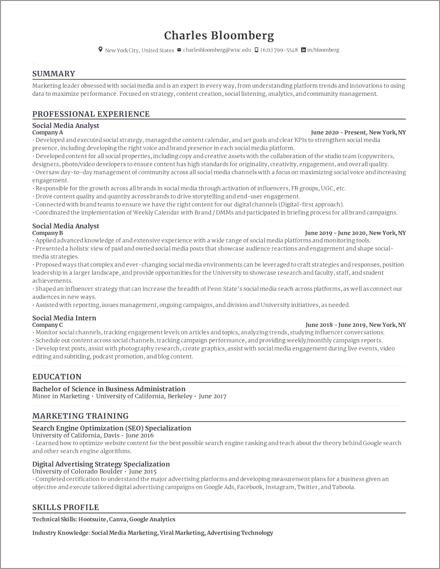 Digiatal Marketing Resume Best 2017