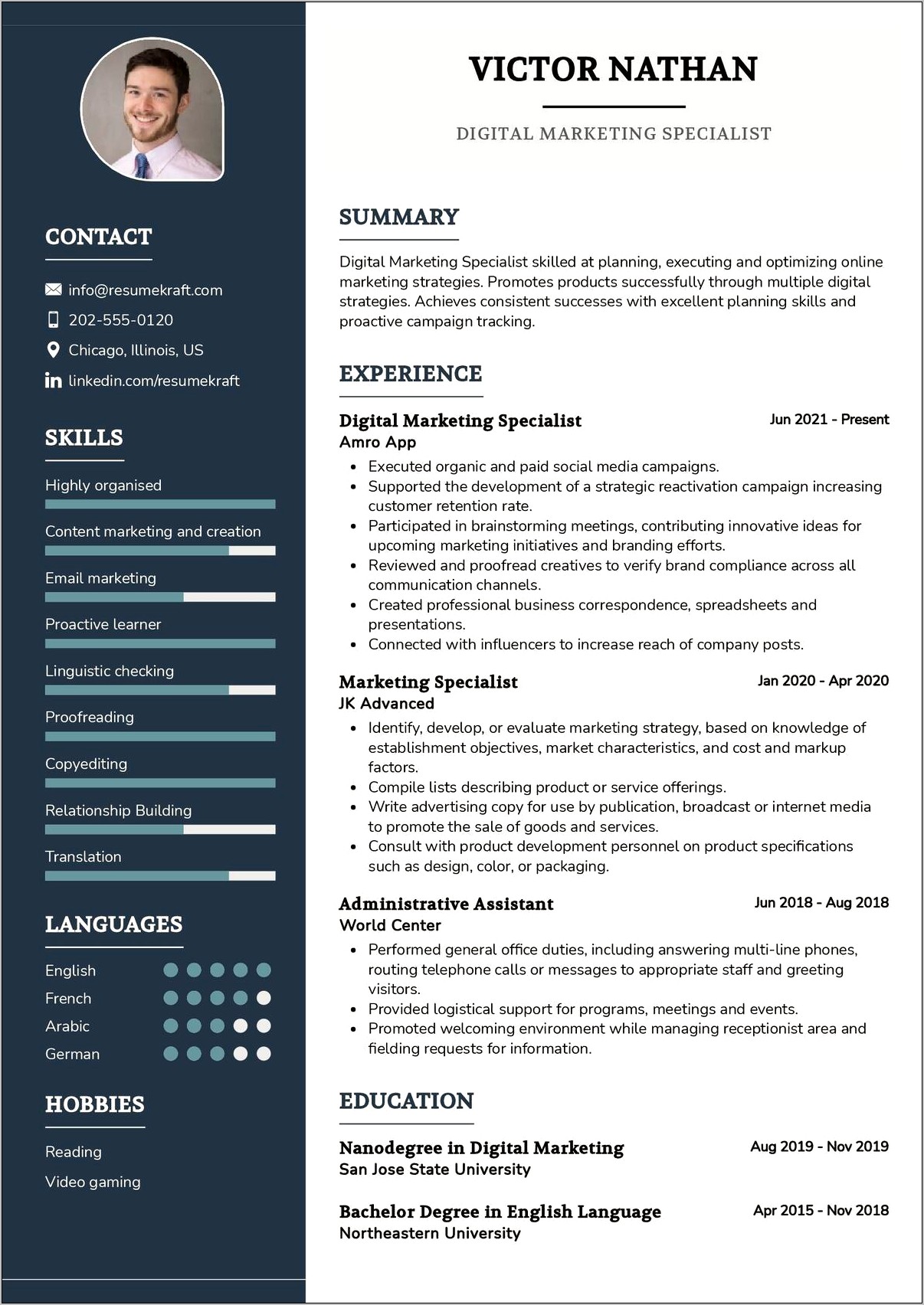 Digital Marketing Specialist Resume Samples