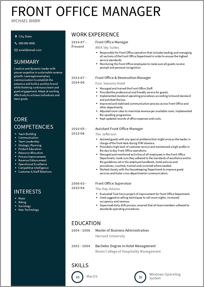 Director Of Revenue Management Resume