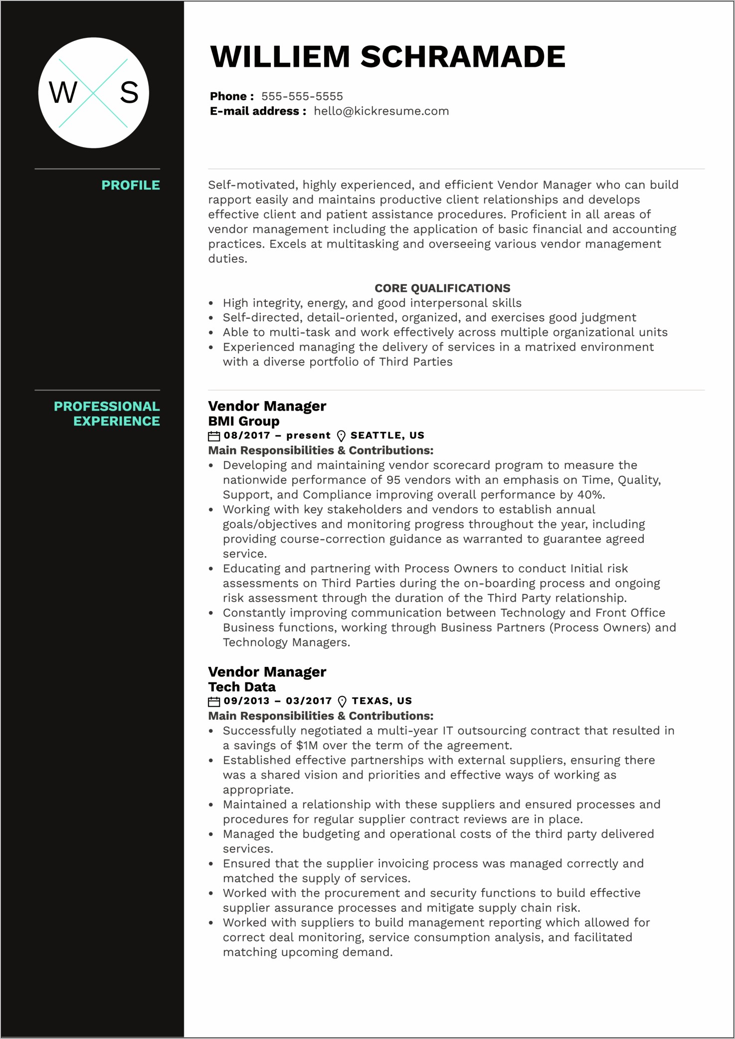 Distribution Center Operations Manager Resume