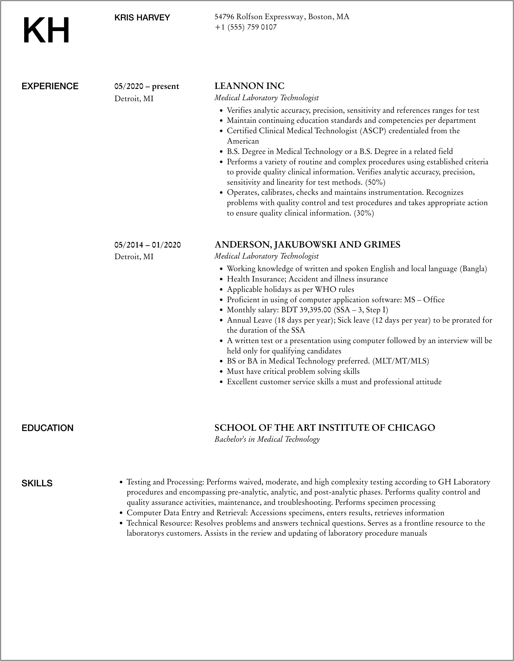 Dmlt Resume Format Sample Pdf