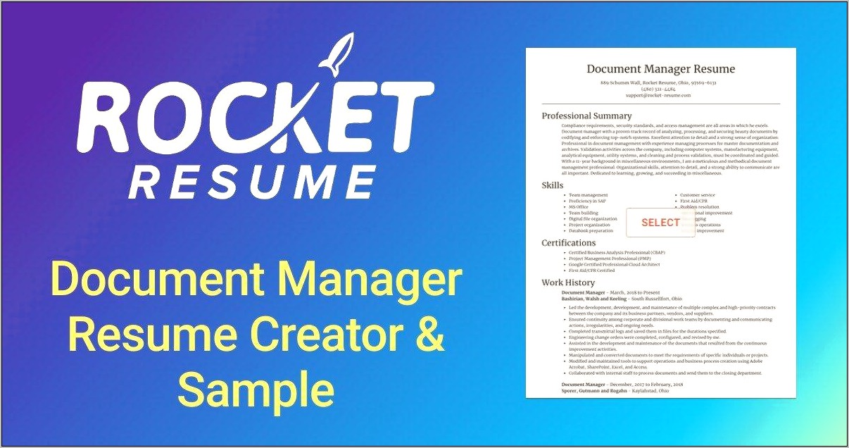 Document Management Skills For Resume