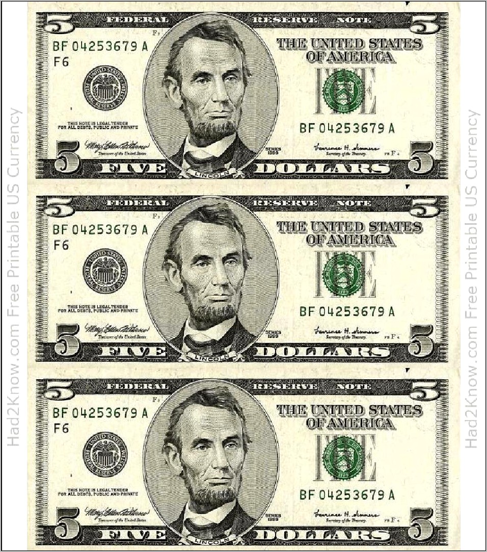 Dollar Bill Template Front And Back Download