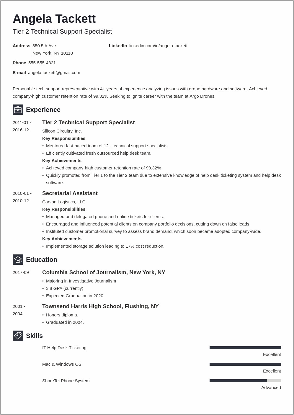 Dorm Service Desk Job Resume