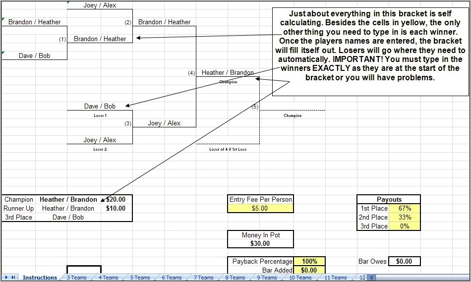 Double Elimination Tournament Bracket Template Download