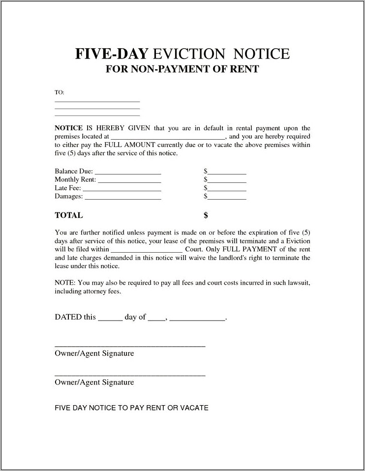 Download 5 Days Move Out Notice Word Template