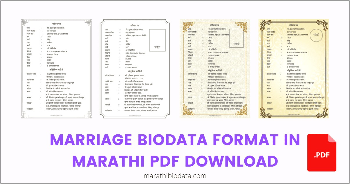 Download A Marriage Bio Data Template For Word