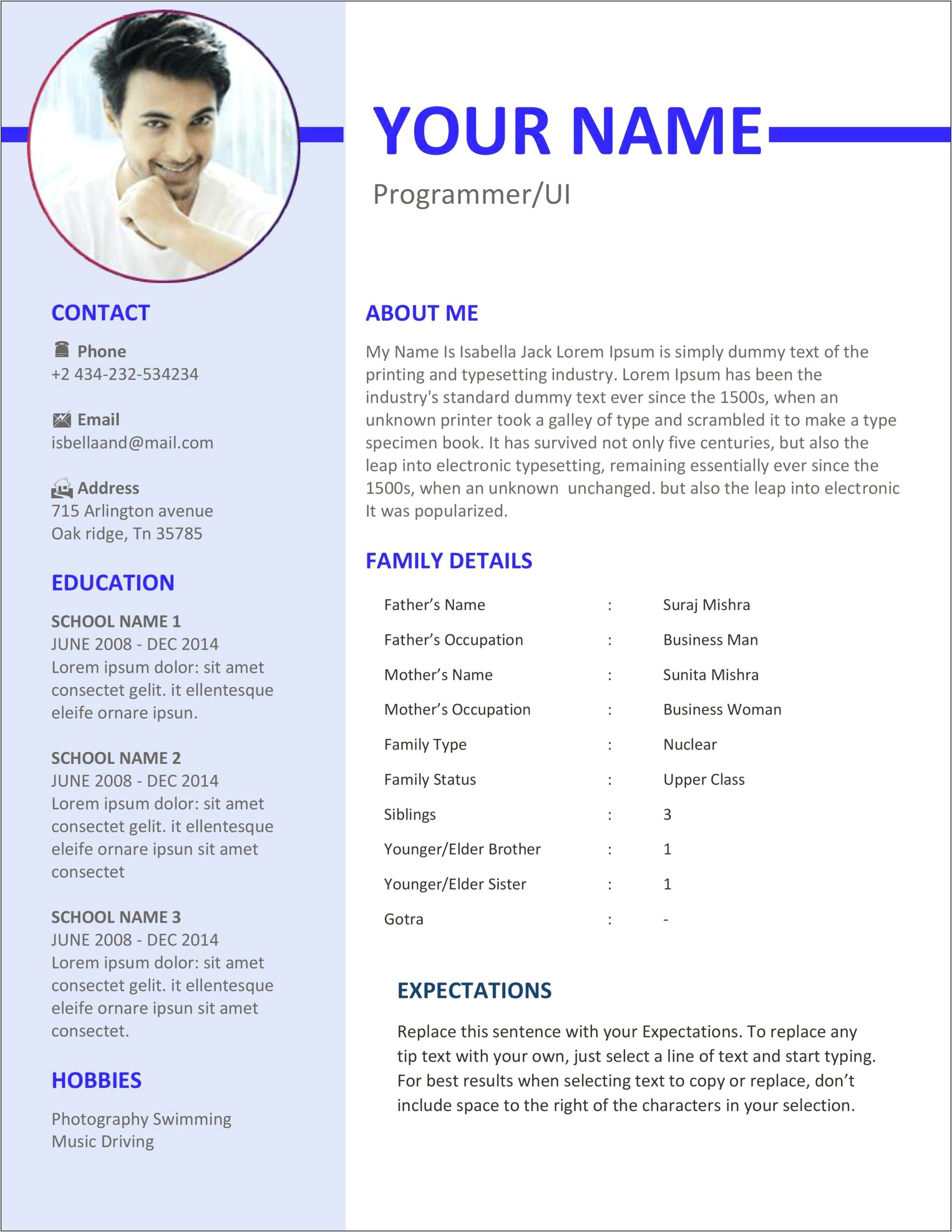 Download A Marriage Biodata Template For Word