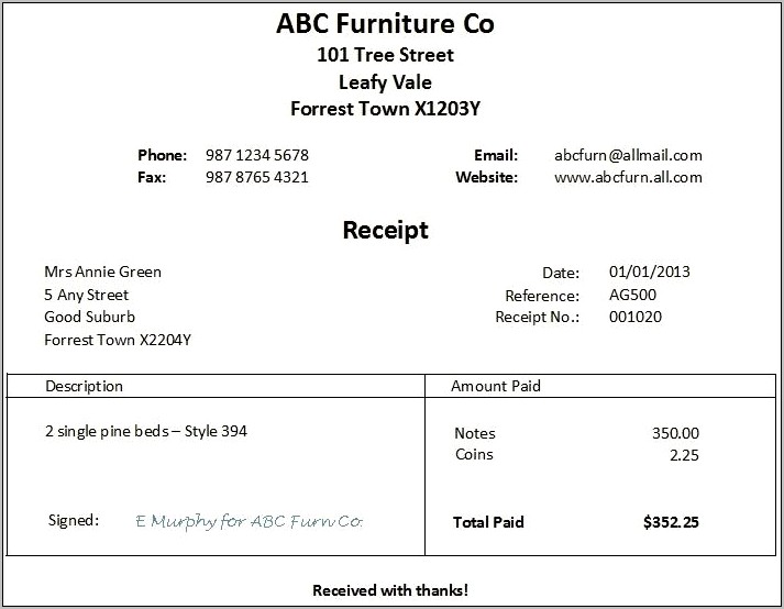 Download A Receipt Template For Word