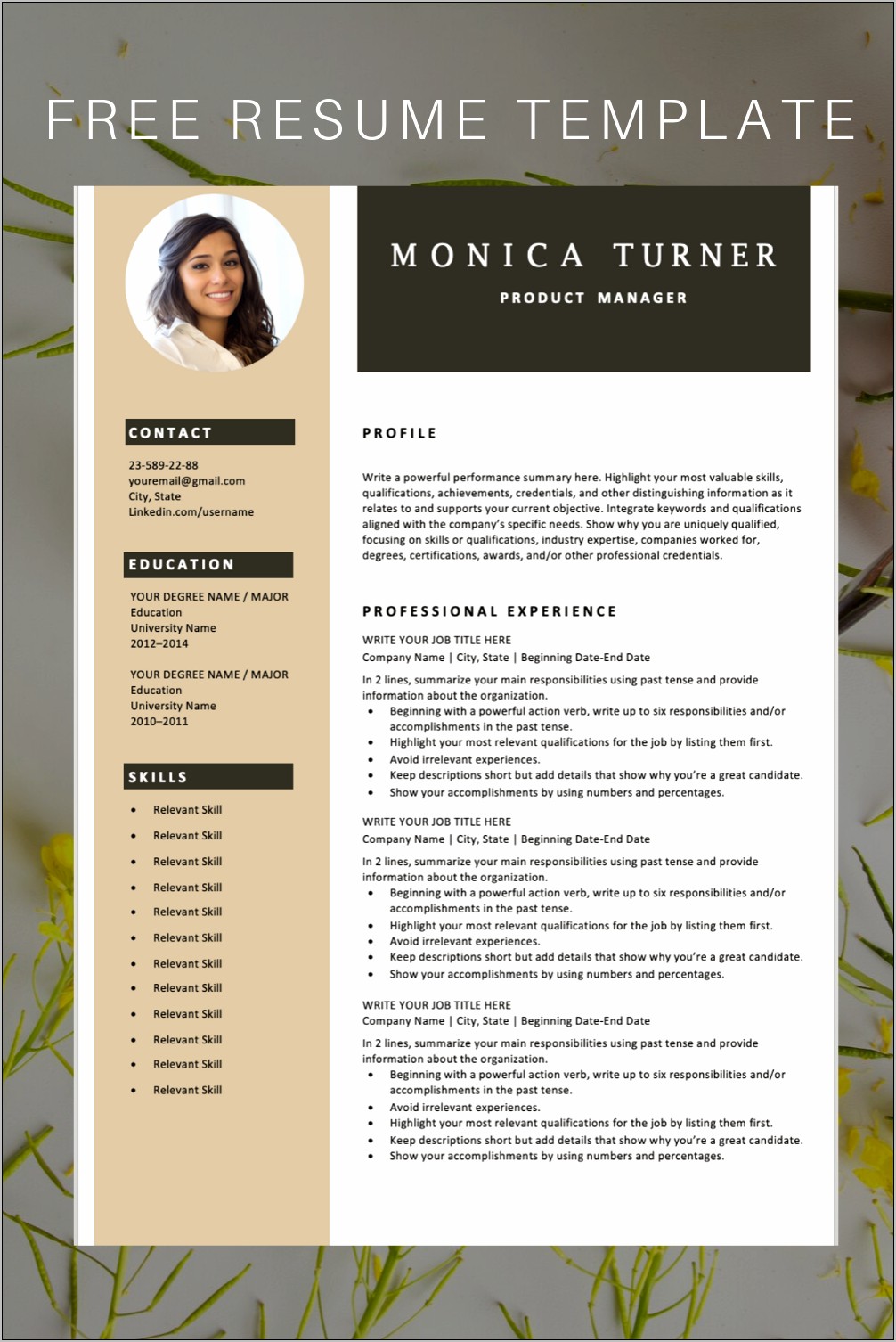 Download A Template Of A Cv