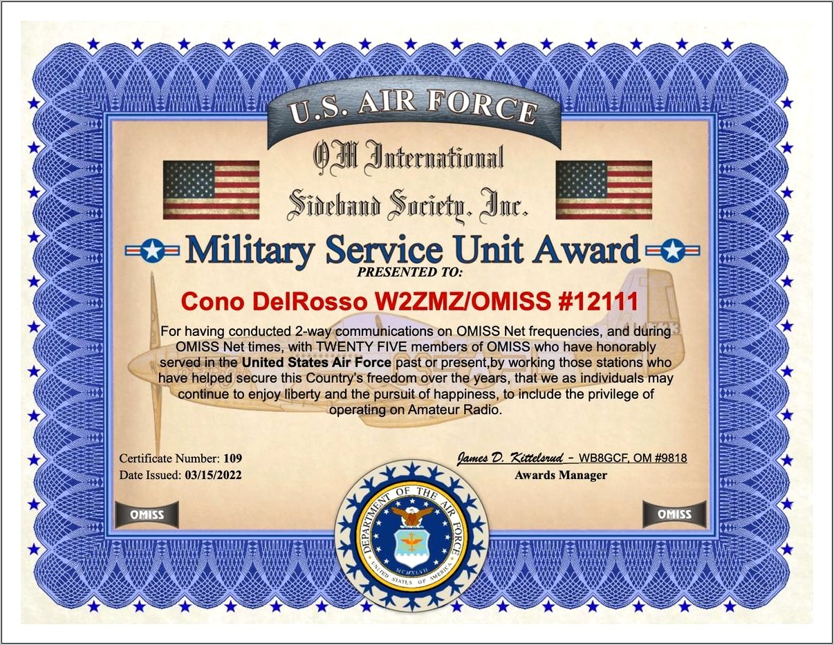 Download Air Force Certificate Of Appreciation Template