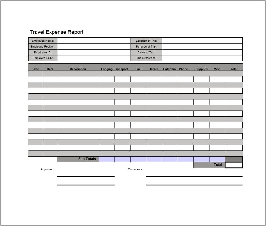 Download And Print Expense Report Template