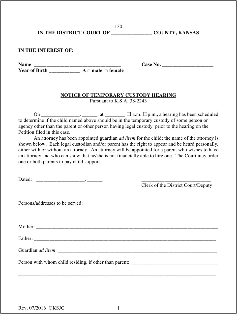 Download Blank Template Order Granting Temporary Custody Mississippi