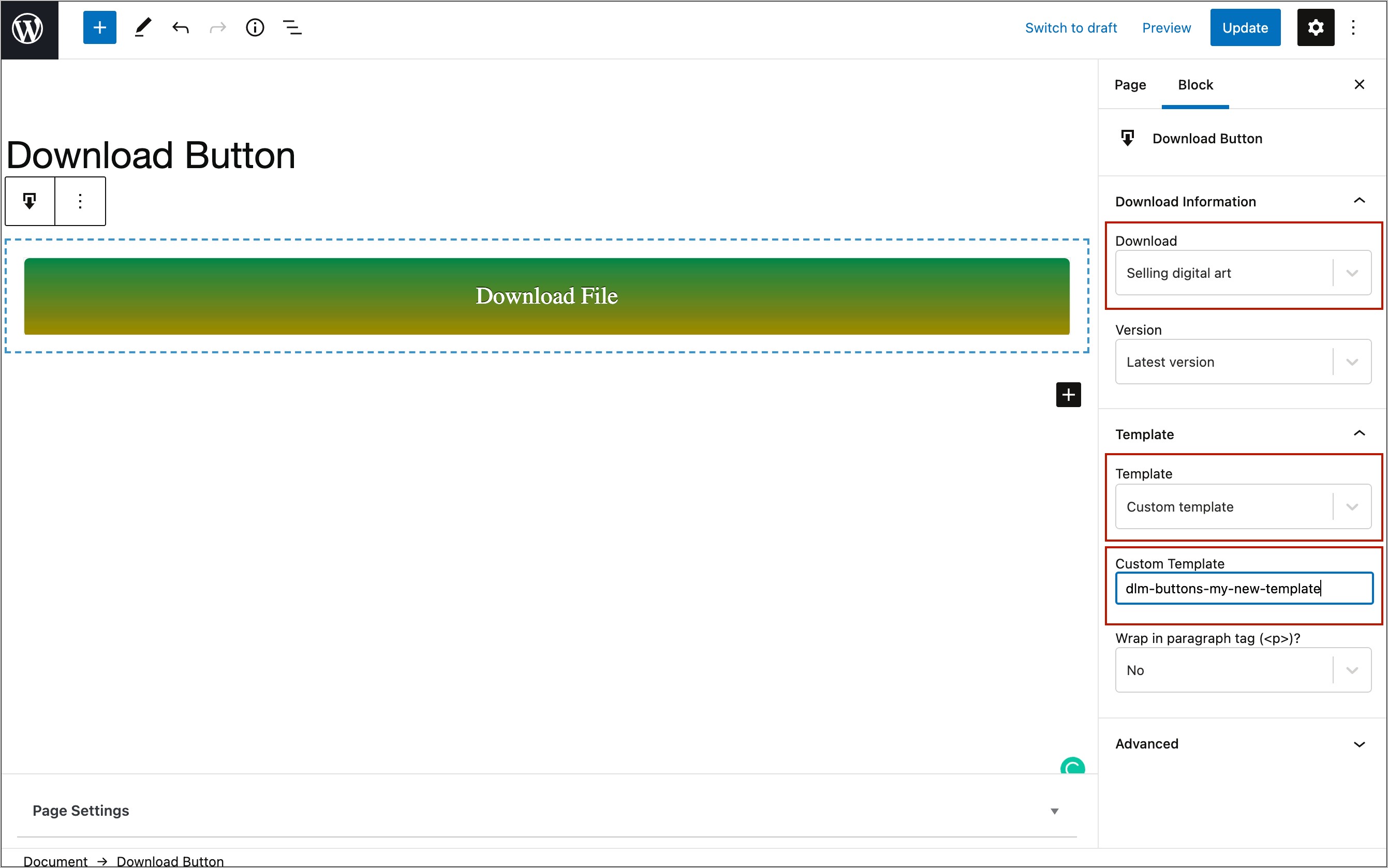 Download Button Irem Single Page Template WordPress