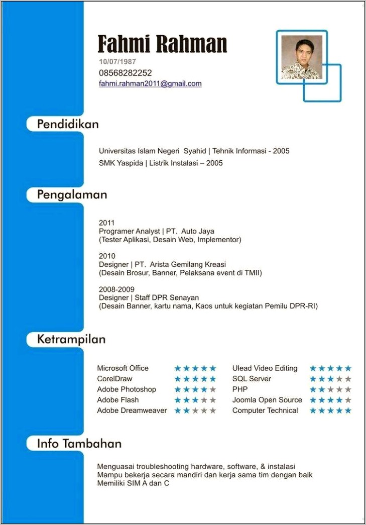 Download Curriculum Vitae Template Bahasa Indonesia