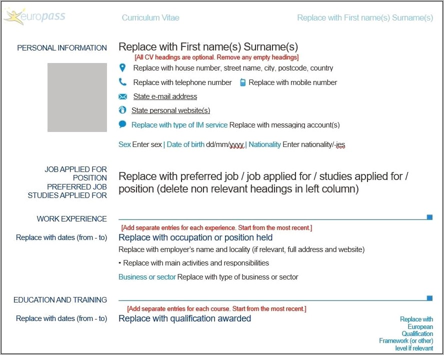 Download Cv Template For School Leavers