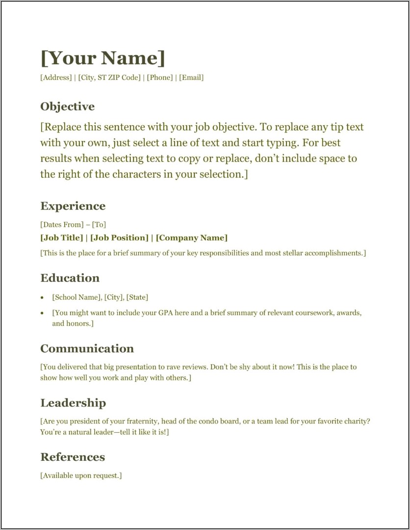 Download Cv Template For Word 2007