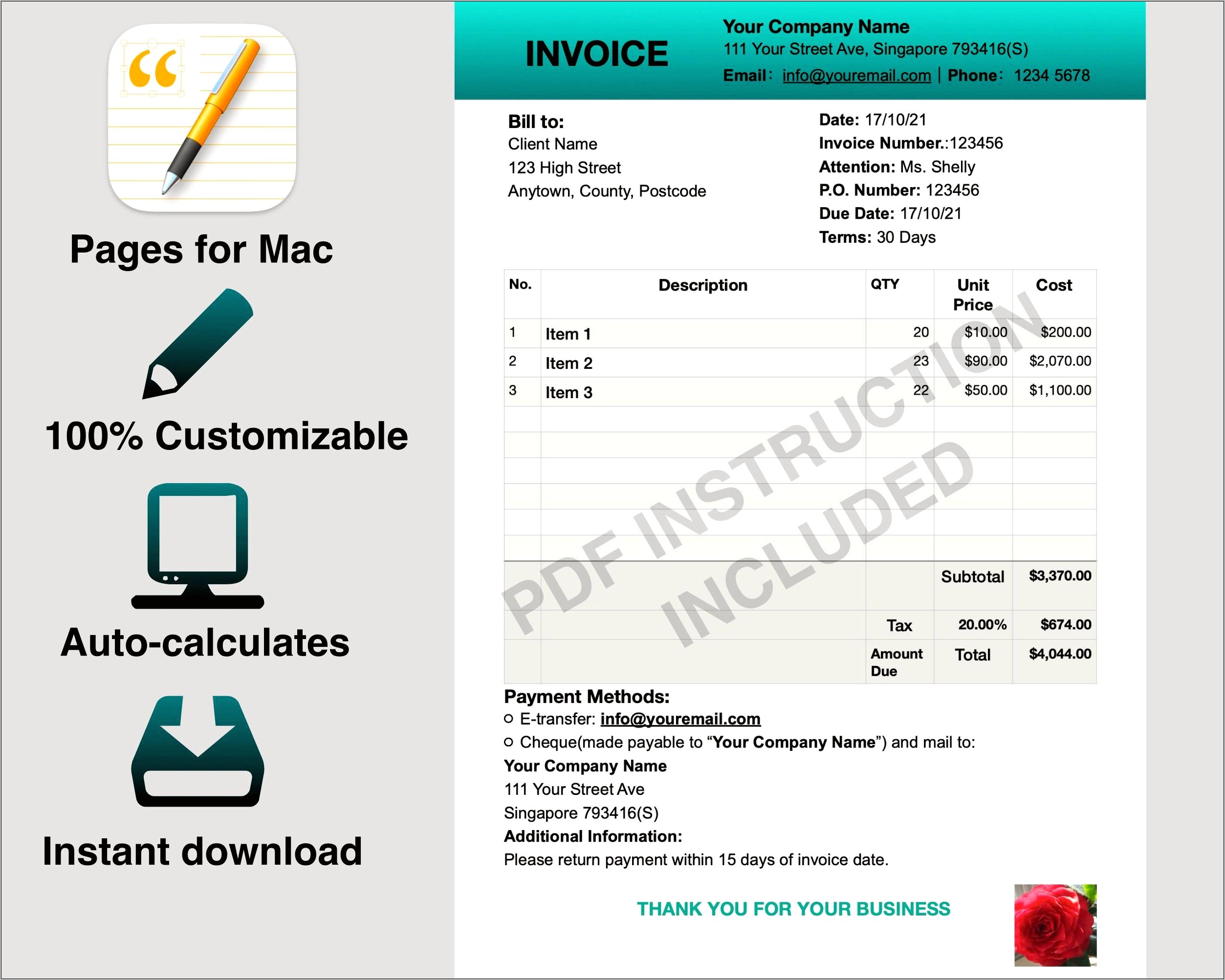 Download Invoice Template For Mac Pages