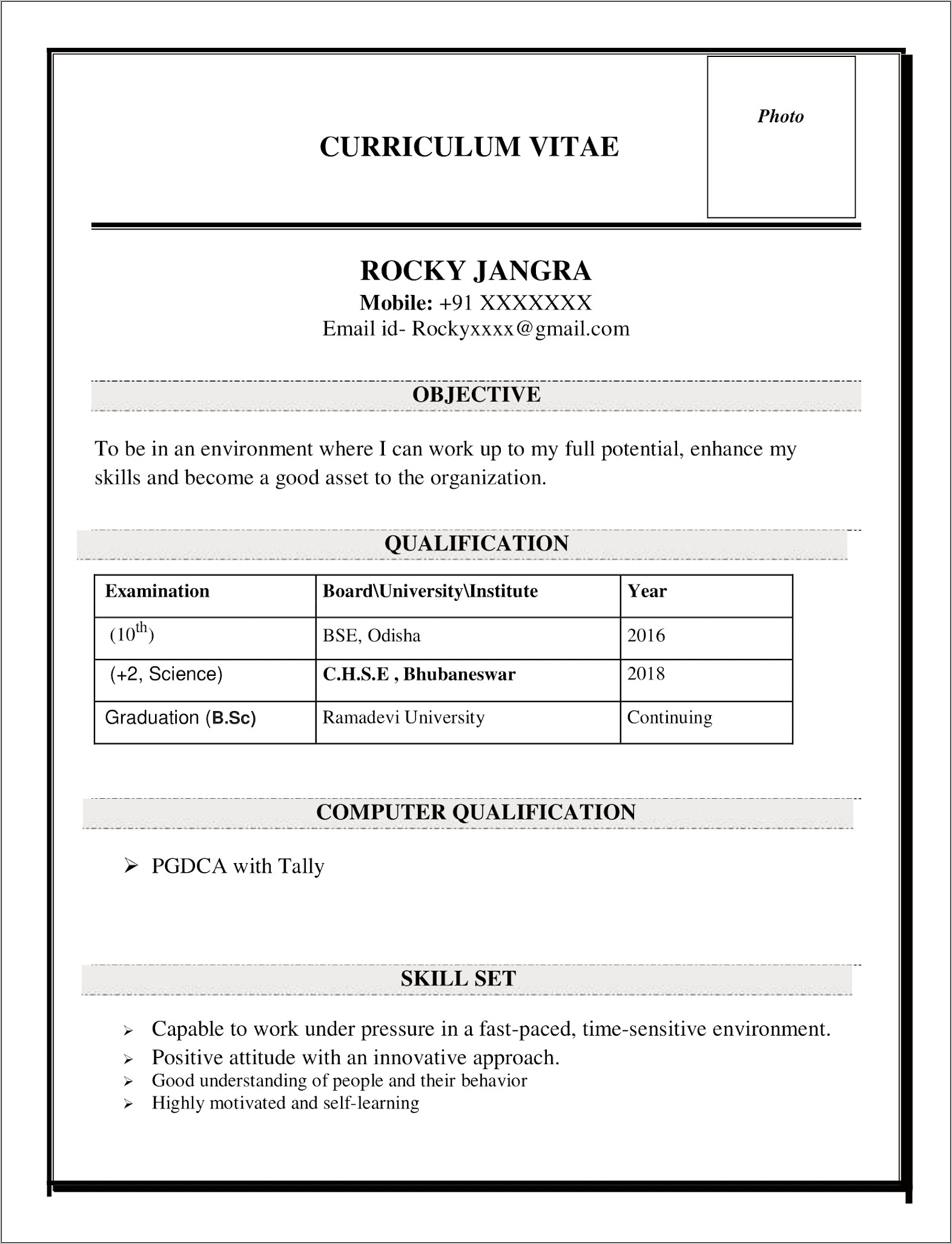 Download Microsoft Word Curriculum Vitae Template