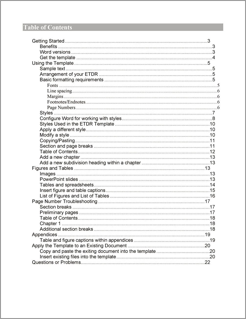 Download Microsoft Word Table Of Contents Template