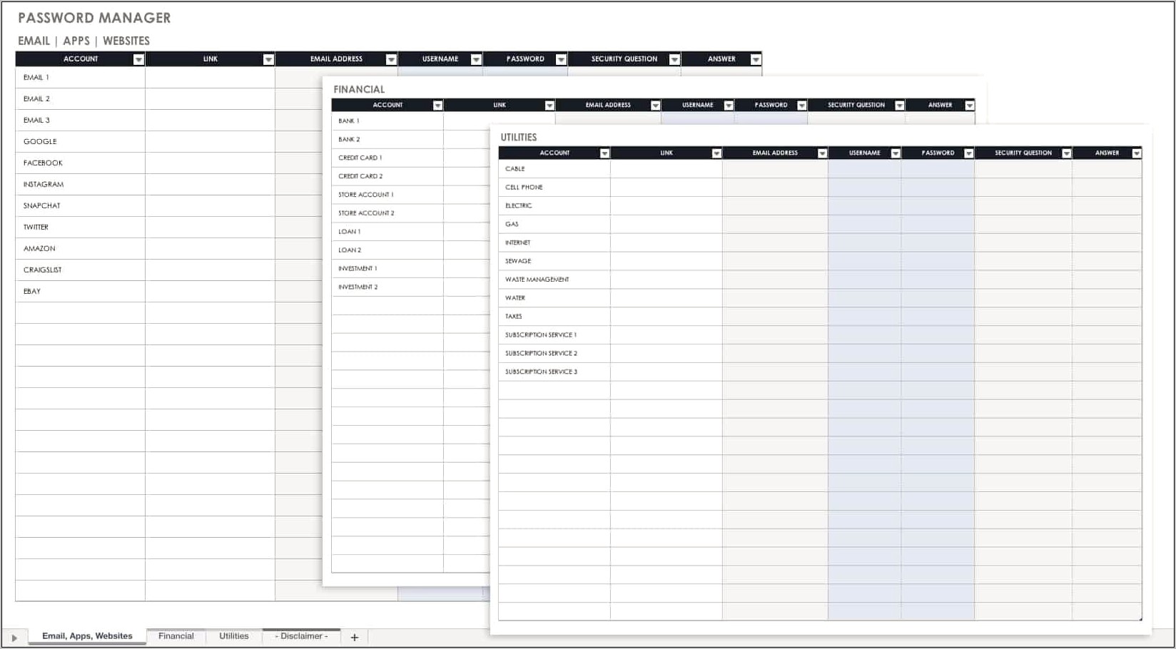 Download Password List Excel Template Xls