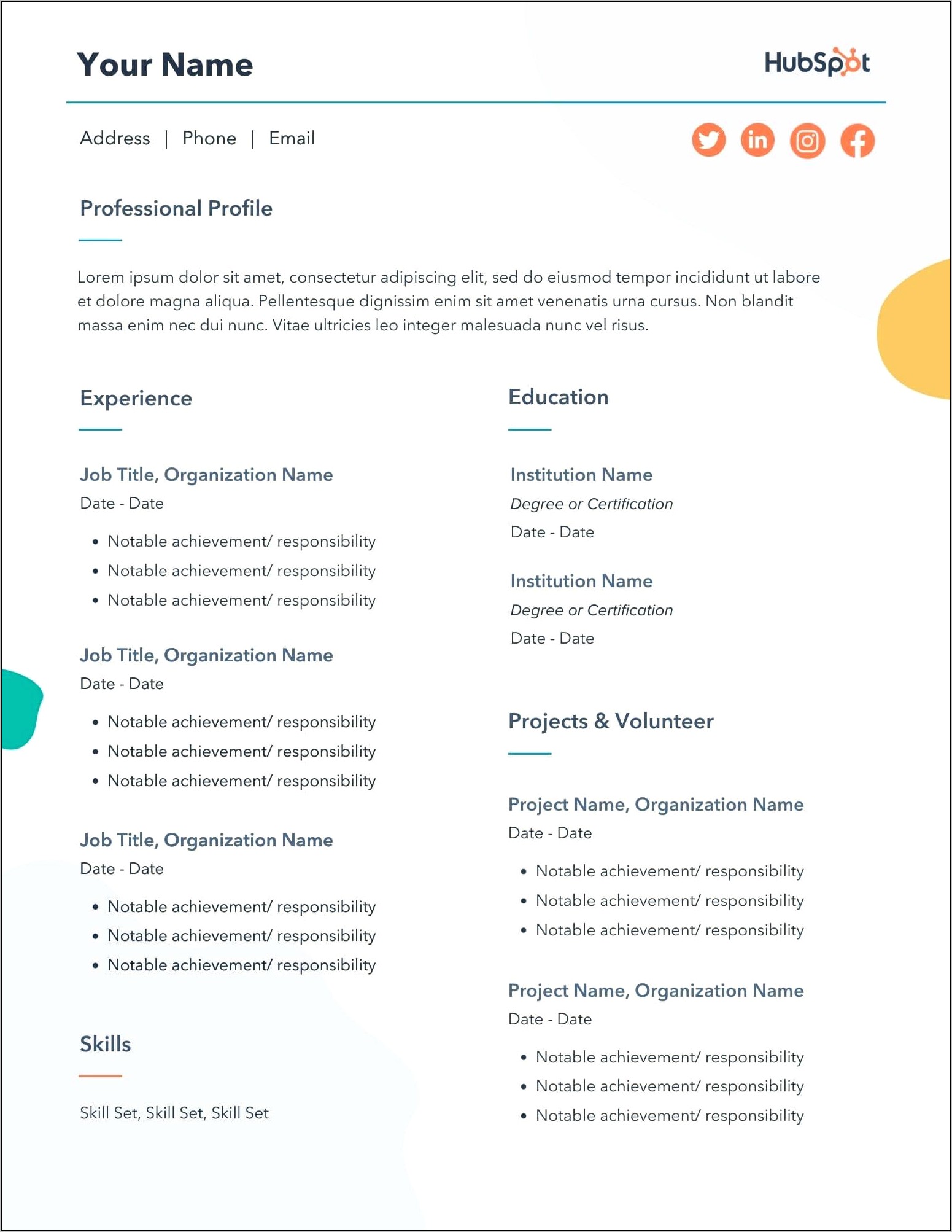 Download Professional Resume Template Free