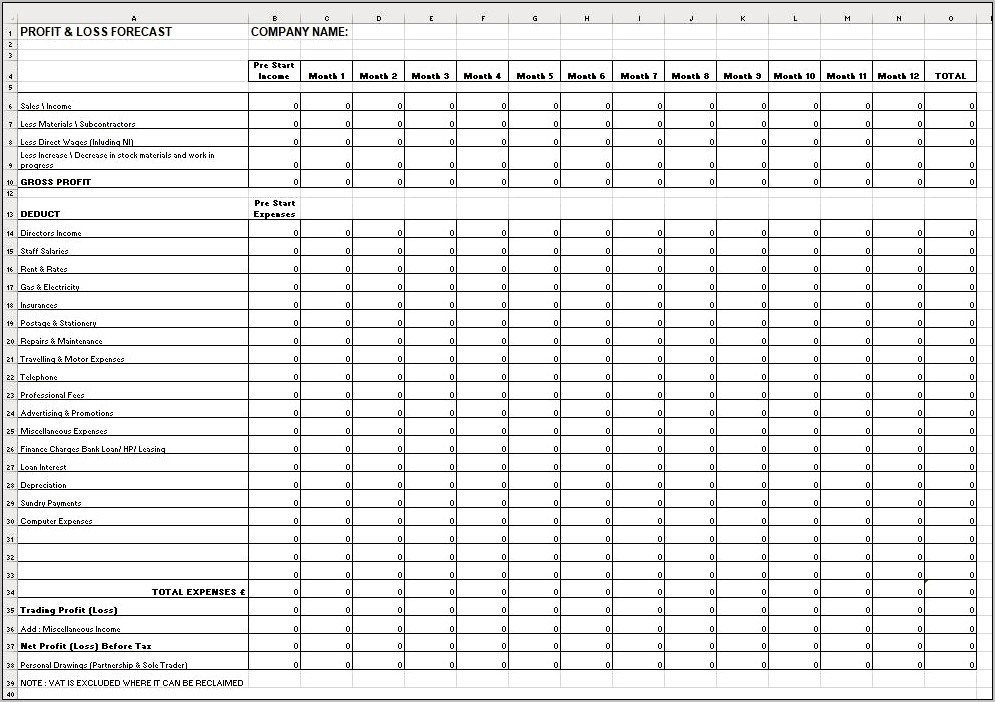 Download Profit And Loss Template Excel