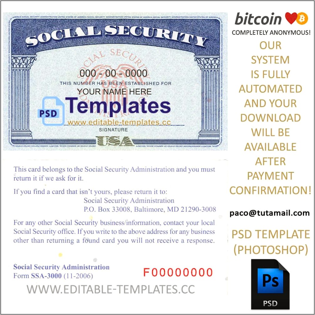 Download Psd Templates Social Security Card Template