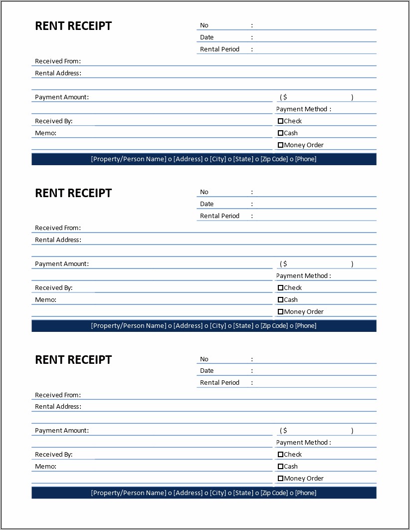 Download Rent Receipt Template In Excel