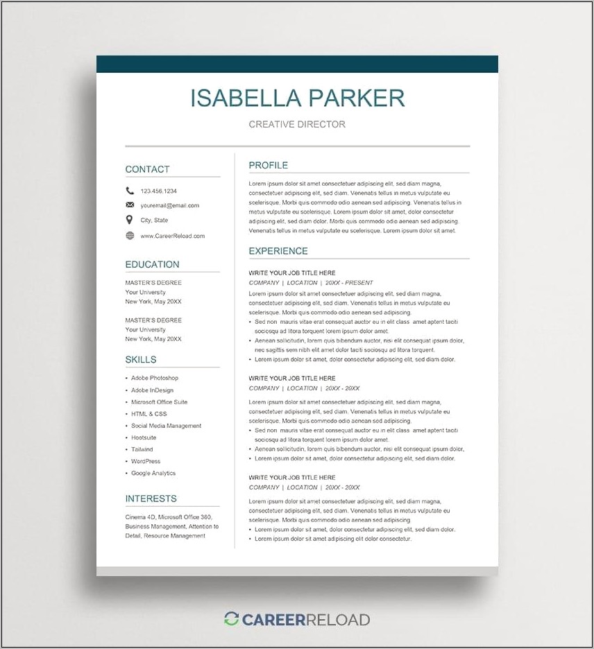 Download Sample Resume Format Doc