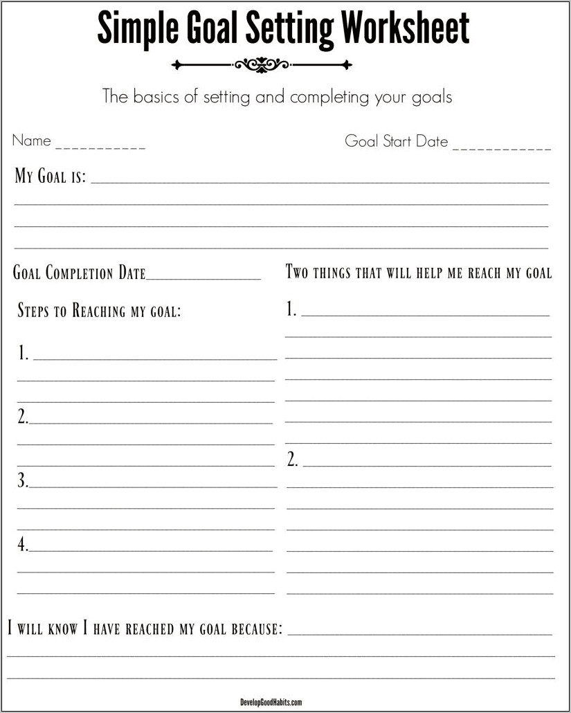 Download Student Goal Setting Worksheet Template