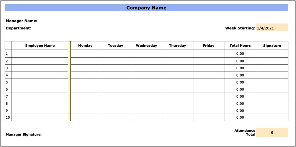 Download Student Monthly Attendance Report Template