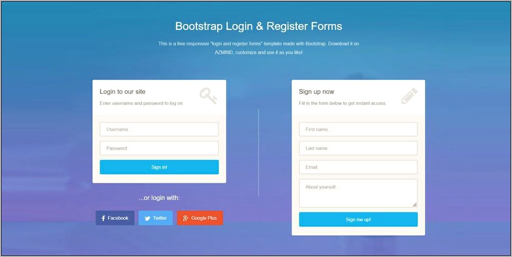 Download Template Bootstrap Login And Register