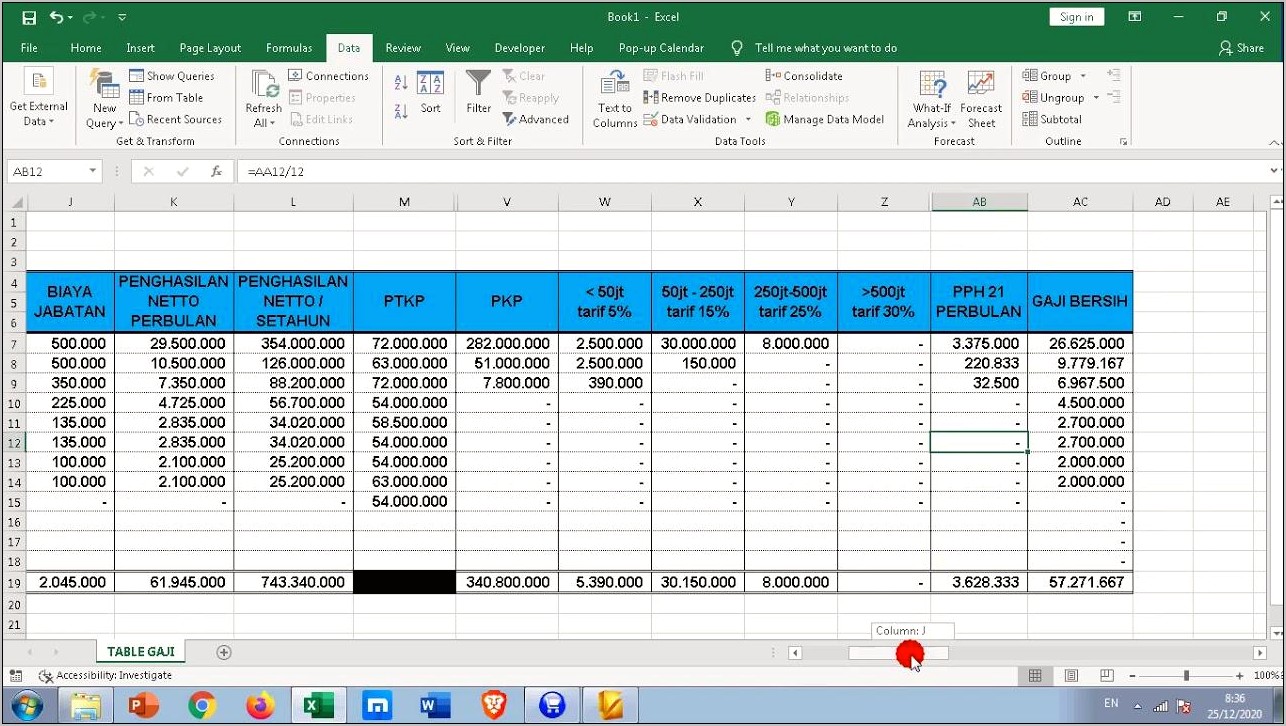 Download Template Excel Perhitungan Pph 21