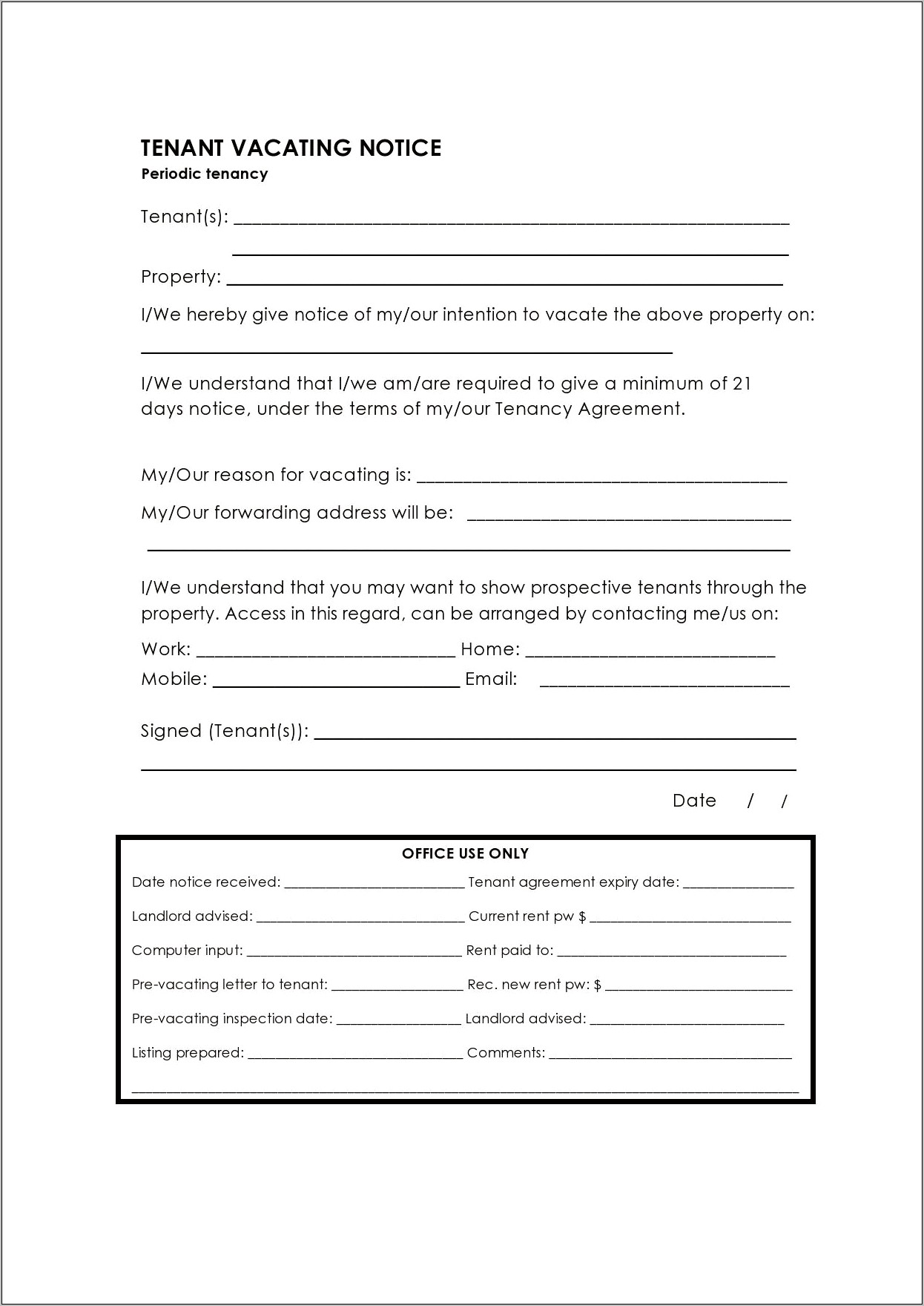 Download Template For Notice Of Moving Out