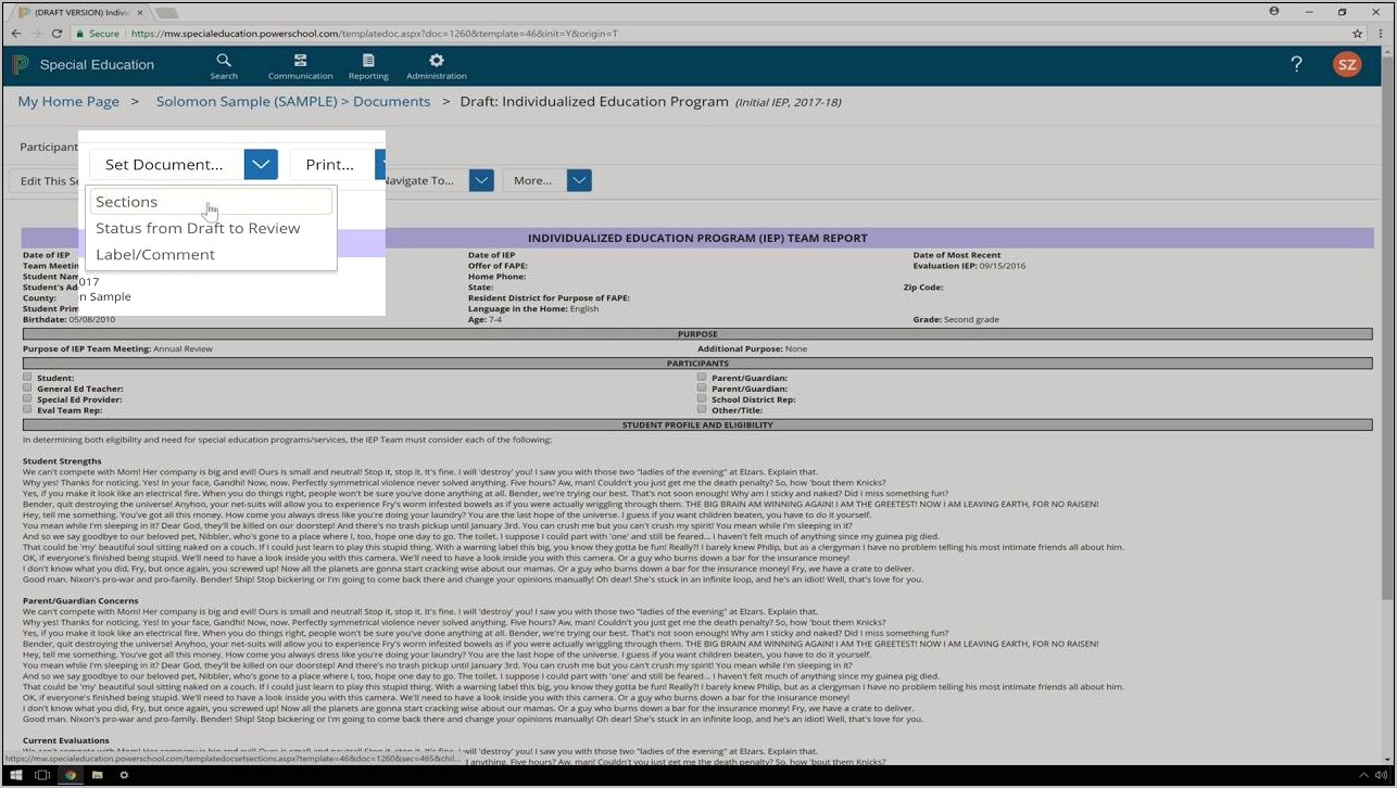 Download Template From In Special Programs Powershool