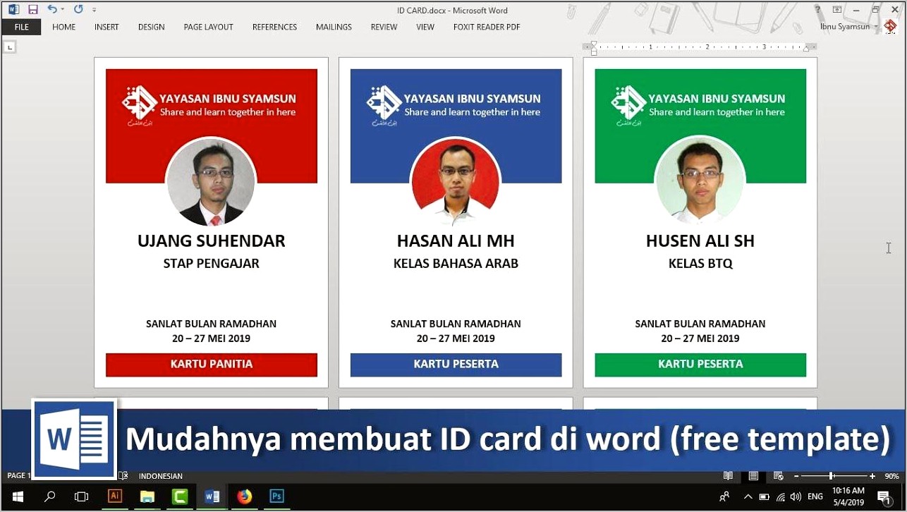 Download Template Id Card Panitia Word