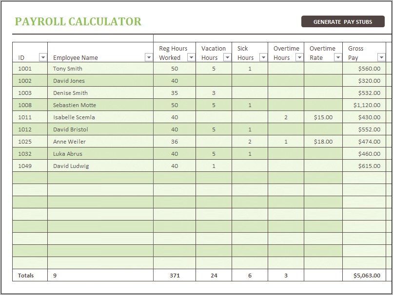 Download The Excel Payroll Calculator Template