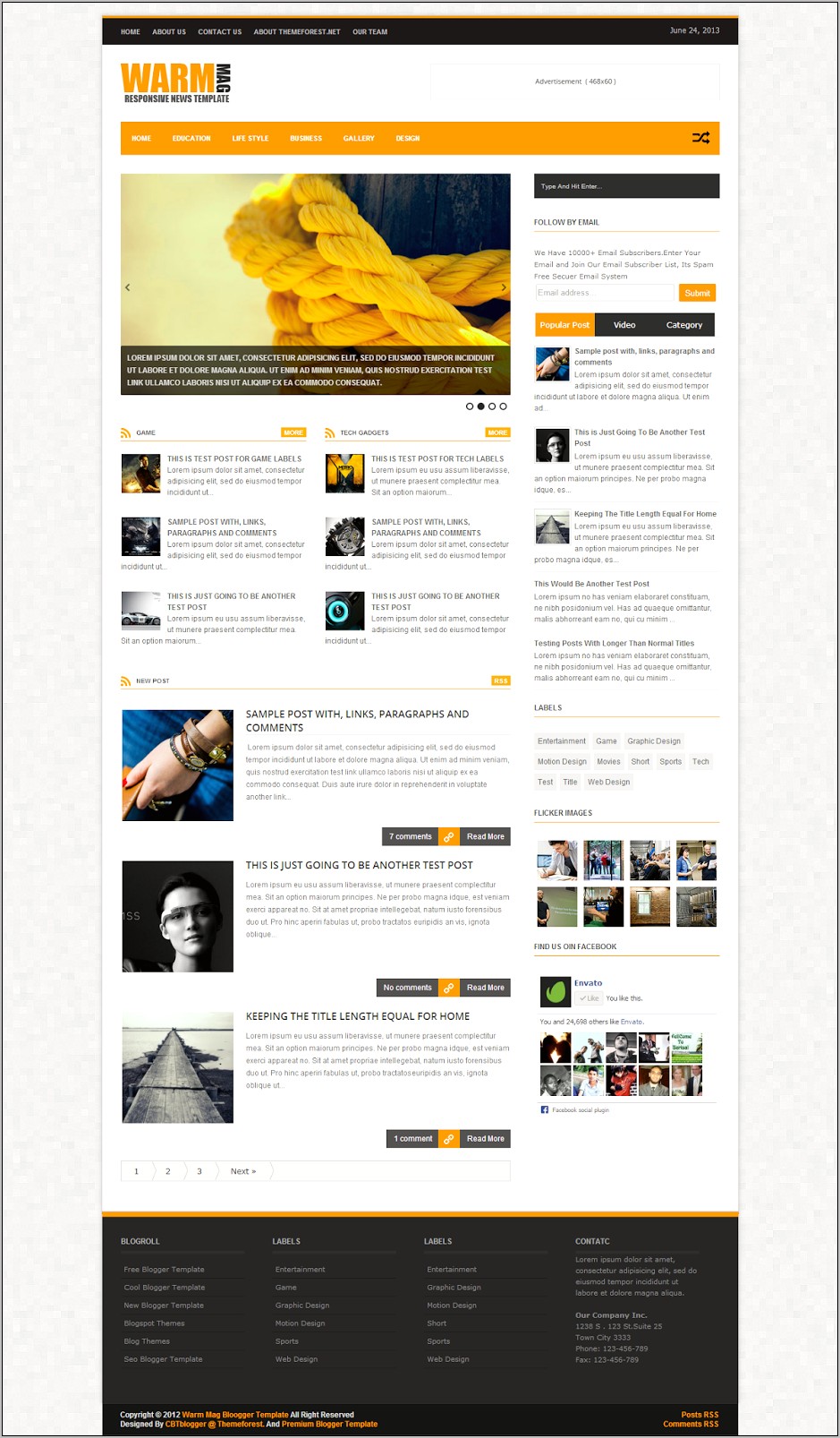 Download Warmmag Premium Responsive Blogger Template