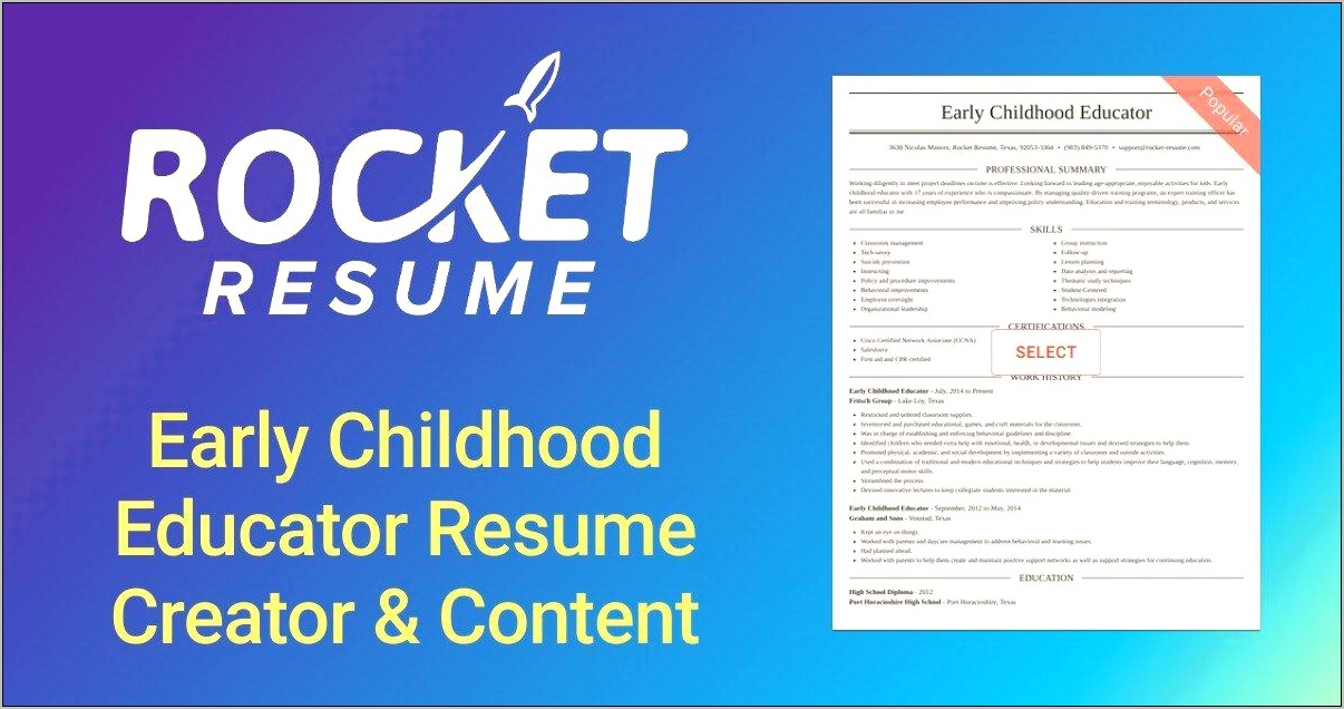 Early Childhood Educator Resume Skills