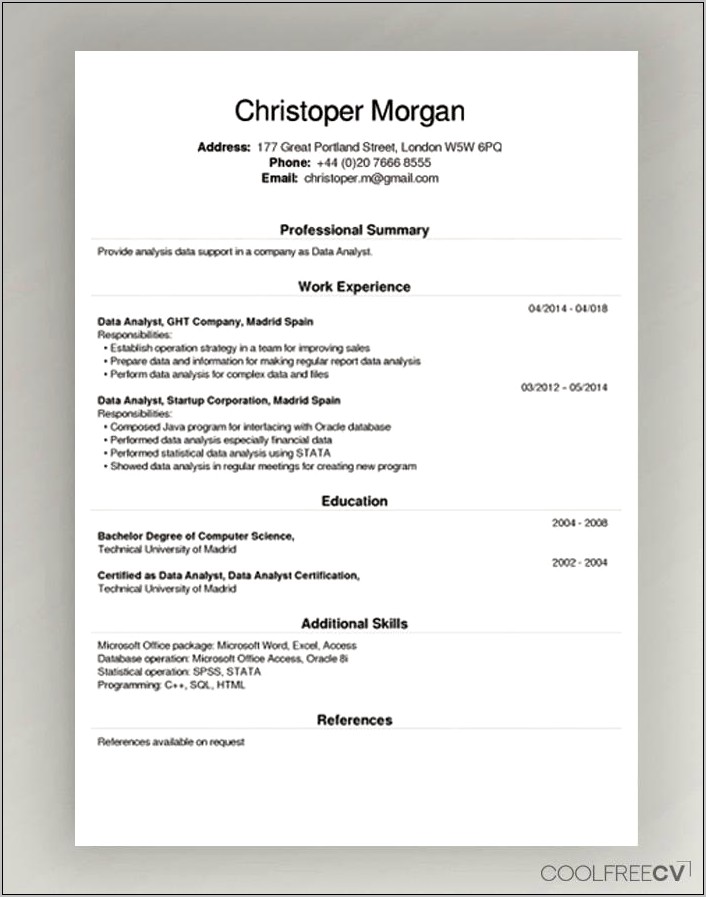 Easy Free Online Resume Template