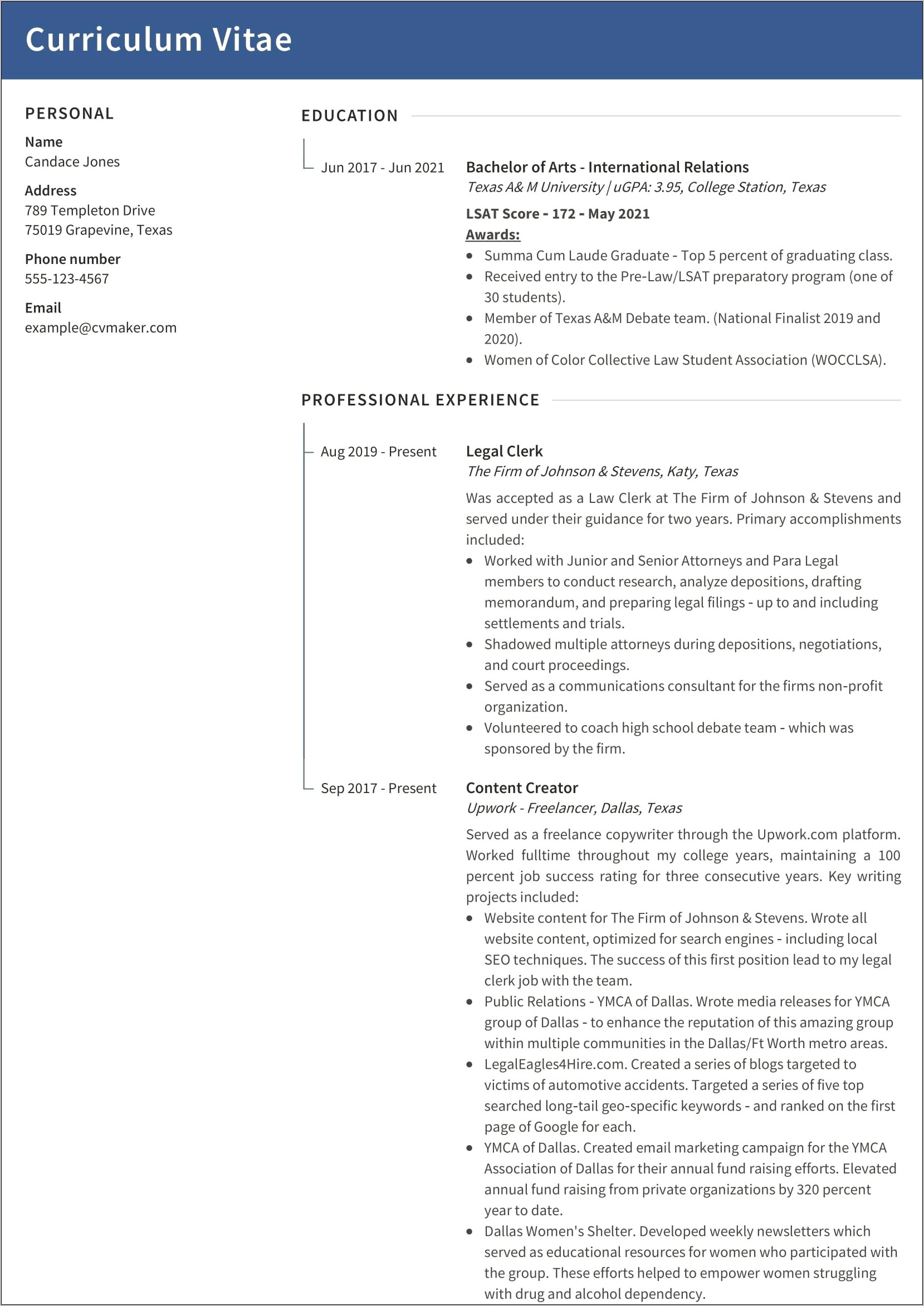 Education And Awards Resume Sample