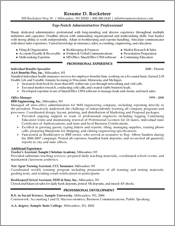 Effective Resume Samples Administrative Assistant