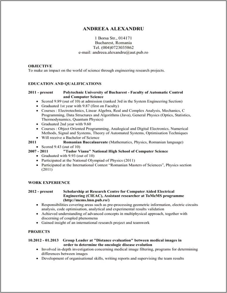 Electrical Engineering Resume Objective Examples